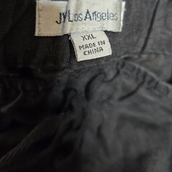 VINTAGE Johnny Was LA black linen embroidered pull on coastal pants XXL - Picture 5 of 10